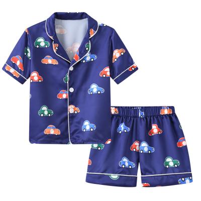 China Short Sleeve Children's Pajamas Set Baby Pajamas In Summer Children's Silk Pajamas Kids Sleepwear for sale