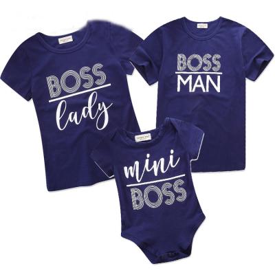 China Breathable blue printed cotton is comfortable and soft family matching outfits for sale