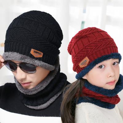 China COMMON popular plush knitted hat blanket and bib two-piece set for sale