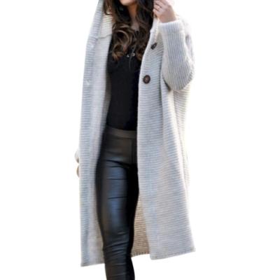 China Anti-wrinkle Fashion Autumn Winter Knitted Hooded Long Coat Jacket Ladies Cardigan Women's Sweaters for sale