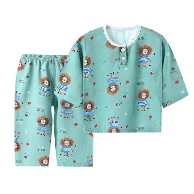 China Regular Children's Cotton Silk Pajamas Boys And Girls Silk Cotton Pajamas Air Conditioned Home Wear for sale