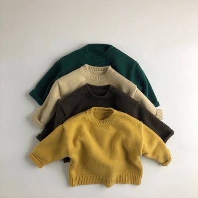 China 2021 New Autumn/Winter Thick Korean Round Neck Children's Sweater Knitted Literary Casual Children's Breathable Long-sleeved Wear for sale