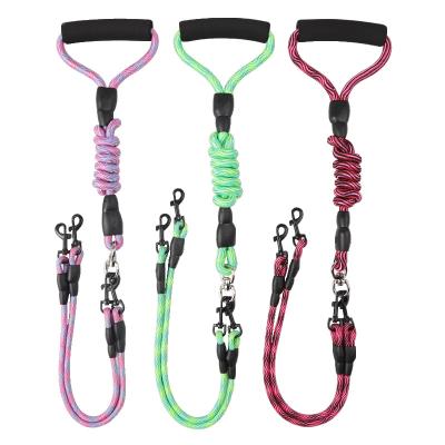 China SINHEO Double Dog Leash Rope 1 Wires Heavy Reflective Head Towing 2 Double Pet Stocked Reflective ROPS for sale