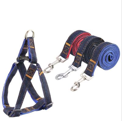 China Stocked Type Leash Dog Harness Sinheo Pet Chest Strap Middle And Small Dog Denim Dog Durable Grinding Seam Leash for sale