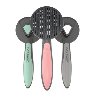 China Sustainable Amazon Self-Cleaning Slicker Brush Easy To Comb Clean For Dogs And Cats Long Or Short Haired Pet Grooming Brush for sale