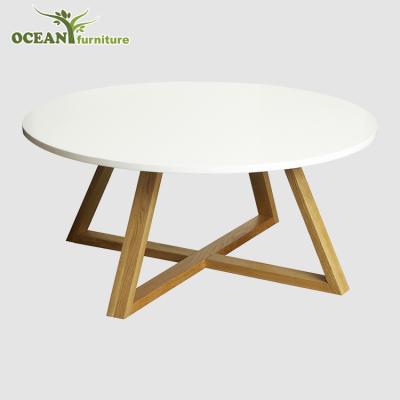 China Furniture Tea Table Modern Round Solid Wood Wooden Coffee Table for sale