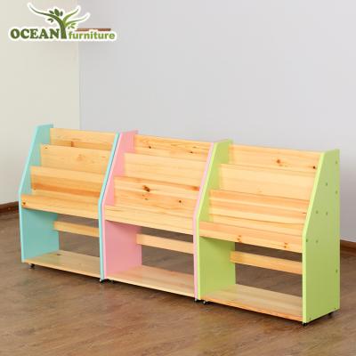 China Hot Selling Simple Design Solid Wood Modern Children Wooden Book Shelves for sale