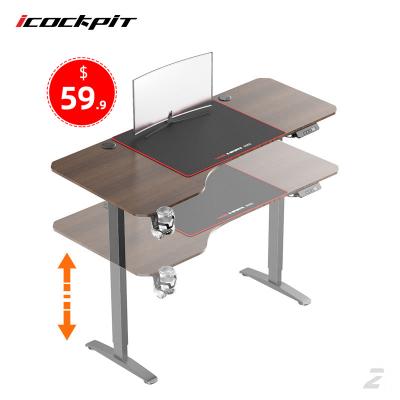 China Simple Height Adjustable Icockpit Table Motor Height Adjustable Sit Stand Desk Stand Up Electric Lifting Desk for sale