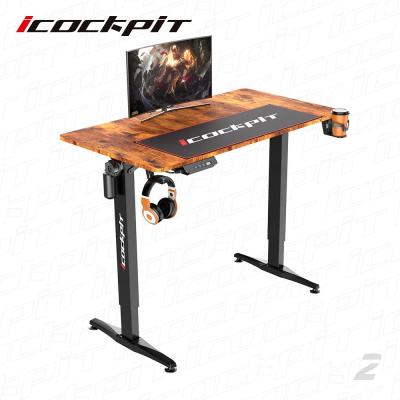 China Hot Selling (Height)Adjustable icockpit Motorized Samrt Single Motor Position Tables Height Adjustable Desk Black Top Adjustable Desk for sale