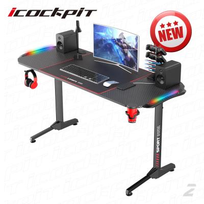 China Innovative Ergonomic Modern Gaming Table Adjustable Icockpit Computer Gaming Desk Multi Colors RGB (Other) Gaming Desk For Gamer for sale