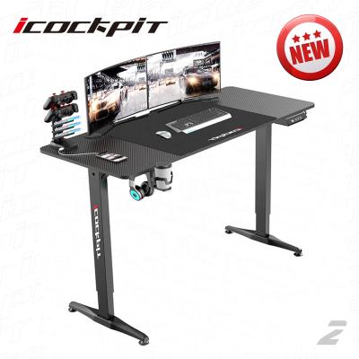 China (Size)Electric Icockpit Adjustable Single Motor Stand Up Desktop Computer PC Game Desks Game Table Gaming Desk for sale