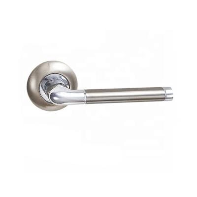 China Custom Modern Hot Selling Interior Zinc Alloy Door Handle Lever On Round Rosette Escutcheon for sale