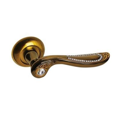 China EUROPEAN luxury European design zinc alloy door handle with crystal on round rosette for sale