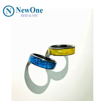 China Hospital medical treatment; Natatorium 13.56Mhz RFID Tag NFC Ring Smart Starry Sky Ceramic Ring For Payment for sale