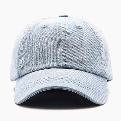 China COMMON Wholesale High Quality Simple Color Washed Cotton 6 Panel Denim Sunscreen Beach Hat Custom Baseball Caps for sale