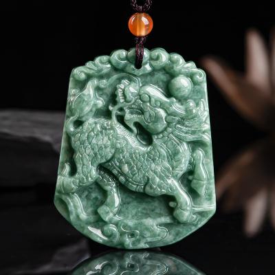 China Ethnic Genuine Natural Jadeite Kirin Men's and Women's Jade Pendant General Wholesale DW31 for sale