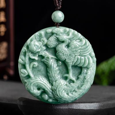 China Men's and Women's Jade Phoenix Ethnic Genuine Natural Peony Flower Pendant General Wholesale DW05 for sale