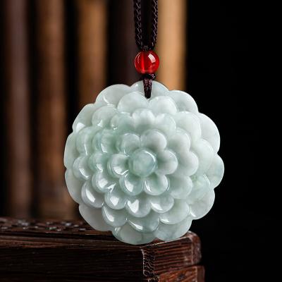 China Myanmar Men's and Women's Jade Ethnic Natural Peony Flower Jadeite Pendant General Wholesale HJ21 for sale