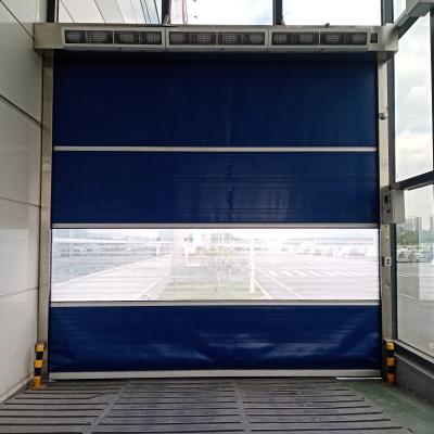 China Industrial Convenient High Speed ​​Security Automatic PVC Roll Up Door With Clear Windows for sale