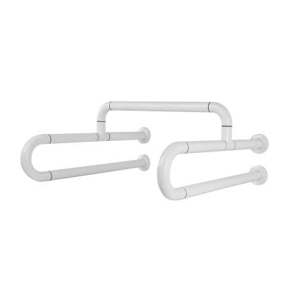 China Anti-Bacteria White Toilet Aluminum Bathroom Urinal Safety Grab Bars Rails With Nylon Plastic Sheath for sale