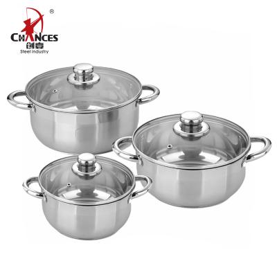 China Sustainable Stainless Steel OEM Induction 6pcs Cookware Set for sale