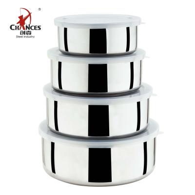 China Sustainable 4Pcs Stainless Steel Stackable Mixing Bowl With Lid for sale