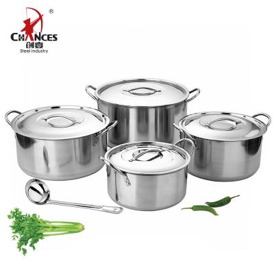 China Low Sustainable 8pcs Stainless Steel Stock Pot For Hotel for sale