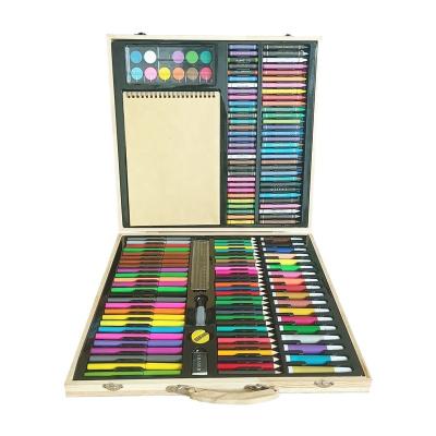 China Wood 158 Pcs Back To School Children Drawing Water Color Painting Pencil Crayons Wooden Box Art Set for sale