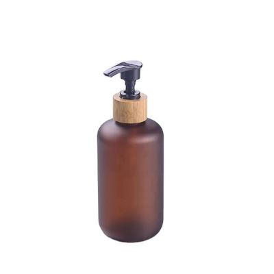 China frosted amber color 250ml bamboo bottle for sale