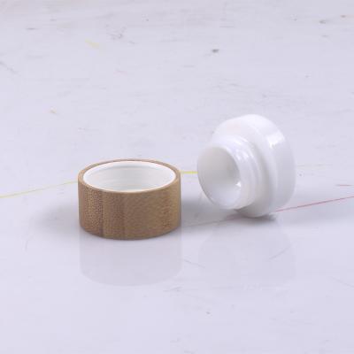 China 5g small white glass pot with child resistant screw bamboo cap for sale