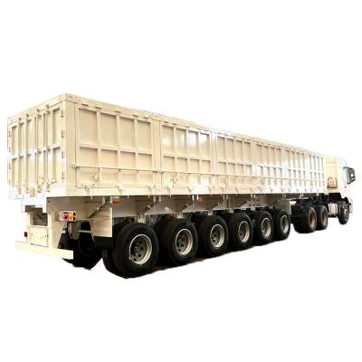 China Industrial Equipment Transport China Brand Dump Trailer 80cbm Dump Barrier Semitrailer 100tons Side Heavy Duty Barrier Semi Trailer Truck for sale