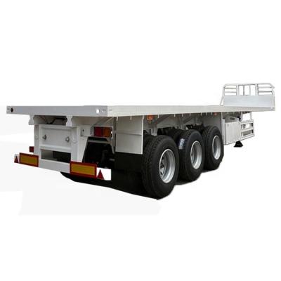 China Heavy Duty 3 Axle Truck Trailer 60 Ft Flat Bed Trailer 40Ft 3 Axle Flatbed Container Semi Truck Semi Trailer for sale