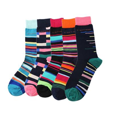 China Popular Products 2019 New Design Mens Cotton Stripe Dress Men Custom Design Socks for sale