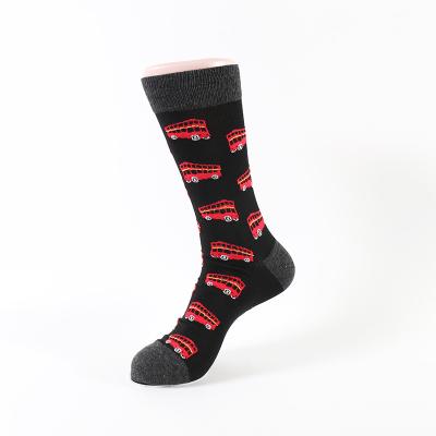 China Wholesale Bulk Fashion Bamboo Crew Bus Pattern Men Dress Socks for Men for sale