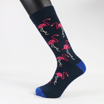 China Factory Wholesale Casual Flamingo Cactus Dress Happy Sox High Tube Custom Cotton Sock for sale