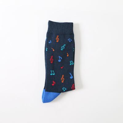 China Crew Musical Notes Knitted Adult Breathable Eco-friendly Happy Socks for sale