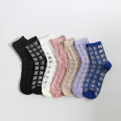 China Summer Short Stripe Pattern Ultrathin Women Transparent Thin Sheer Ladies Socks for sale