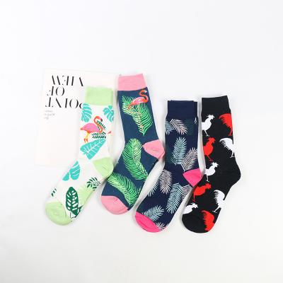 China High Quality Eco-friendly Flamingo Pattern Crew Knitted Adult Happy Funny Socks for sale