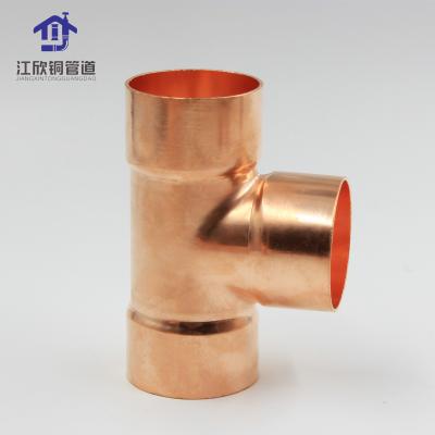 China Refrigerant Tee Equal Press Pipe Connector Refrigeration Pipe Fitting Refrigerant Sweat Copper Plumb Copper Equal Reducing Tee Copper Pipe for sale