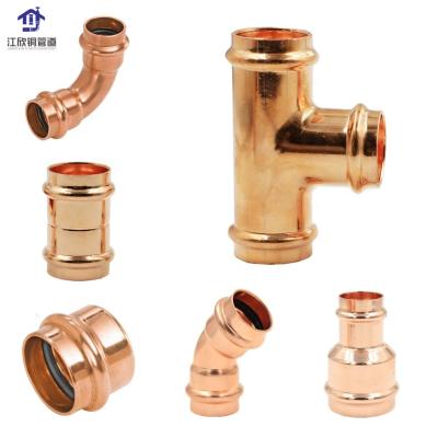 China Refrigeration Tube Copper Press Fittings V-Profile Elbow Reducer Tee Coupling Pipe Fittings For Water/Gas AS3688 WATERMARK Certificate for sale