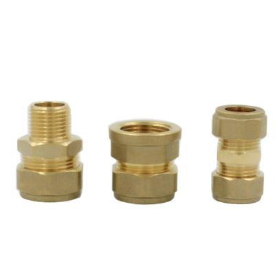 China DZR Water Pipe System Brass Compression Coupling Adapter Piping Water Copper Pipe Fittings Construction Material Brass Quike Connection for sale