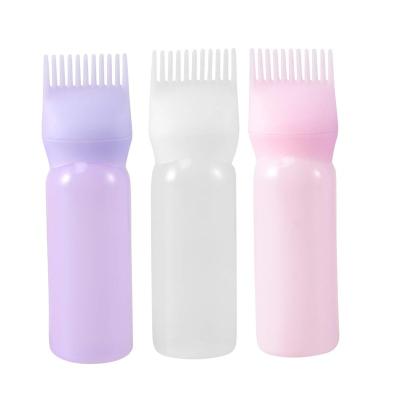 China PE+PP Plastic Applicator Bottle Root Comb Hair Dye Bottle Squeeze Bottles For Hair Coloring And Scalp Treament-6OZ for sale