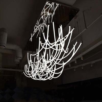 China Large Size Modern Design Chandelier Exterior Mounted Custom Decorative Led Ceilling Creative Pendant Lighting For Office Market Hall Hotel Lobby for sale