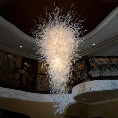 China Modern Custom White Glass Lobby Modern Project Hotel Murano Chandelier Art Chihuly Style Glass Pendant Lamp Hanging Decoration Lighting for sale