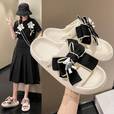 China Cushioning thick bottom soft bowknot style new to heighten fashion soft bottom slippers handsome female toe one trailing bear bear leisure for sale