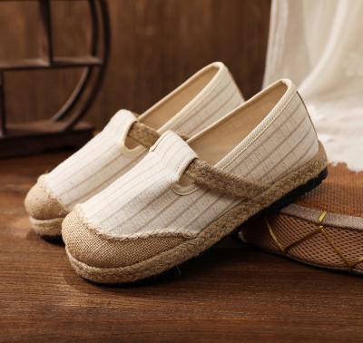 China Cushioning TNew Stripe Patchwork Women's Canvas Shoes Flat Casual Dress for sale