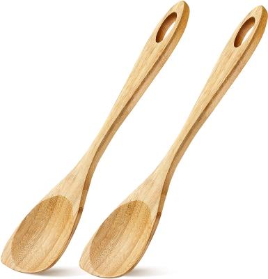 China Bamboo Wooden Sustainable 2 Pieces Non Stick Spoon Spatula Corner Scraper Utensils For Kitchen Cooking Cookware for sale