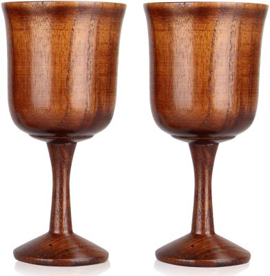 China 2 Pcs Viable Wooden Cool Wooden Wine Cup Funny Small Wine Goblet for sale