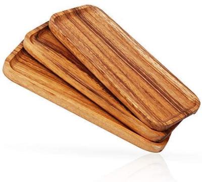 China Sustainable Wooden Dishes For Food Acacia Solid Wood Serving Trays And 11.8 Inch Trays Set Of 3 for sale