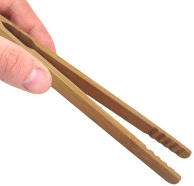 China 2 Pack Kitchen Sustainable Bamboo Toast Tongs for Cooking Toast Bread Pickle Tea (7 inch) for sale